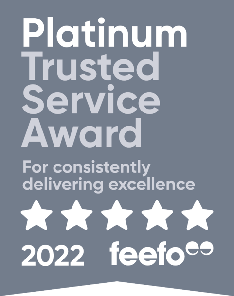 feefo platinum service award badge