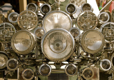 A group of car headlights