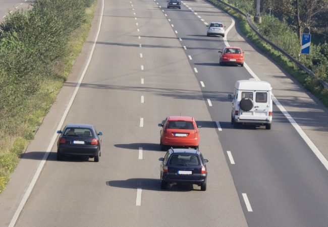 tailgating on a three-lane autobahn