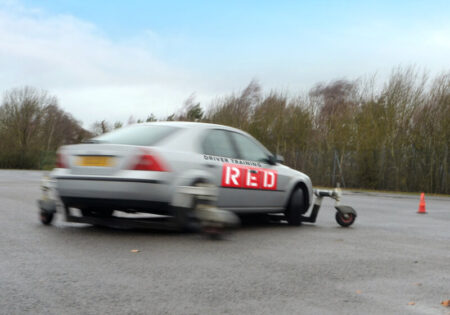 Skid control car driving in action