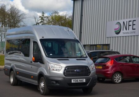 van parked outside warehouse